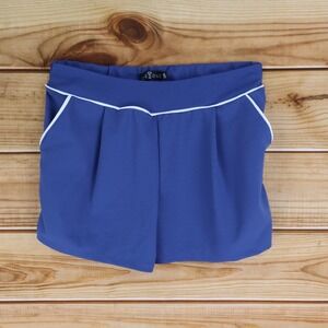 One 5 One Shorts Pleated Front Womens Sz XL Blue Stretch Waist Pockets High Rise